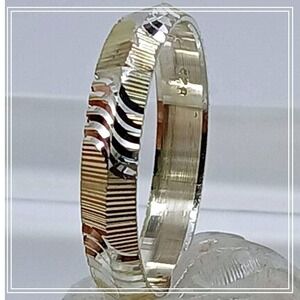 High Quality Vintage 1990's Diamond-Cut 925 Sterling Silver Band Ring Size 8.75